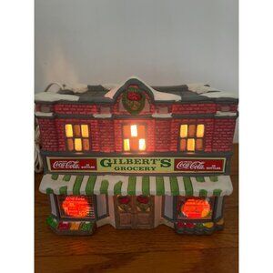 Vintage Coca-Cola Town Square Collection 1991 Gilberts Grocery Lighted Ceramic B